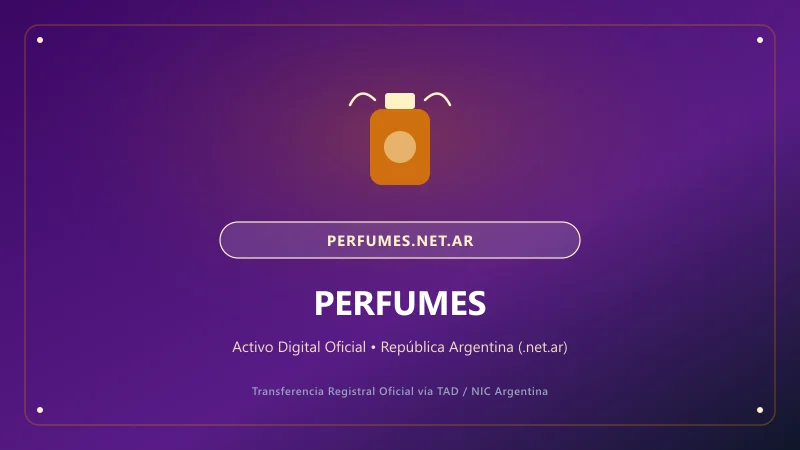 Identidad visual y presentación comercial del nombre de dominio perfumes.net.ar en venta